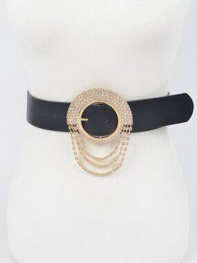 Rhinestone Round Buckle Plus Size Belt
